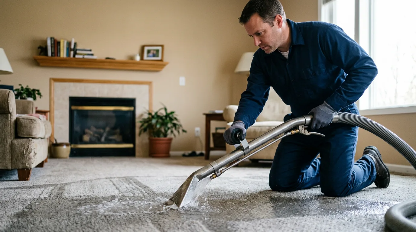 Water damage restoration technician working near Windsor, NJ